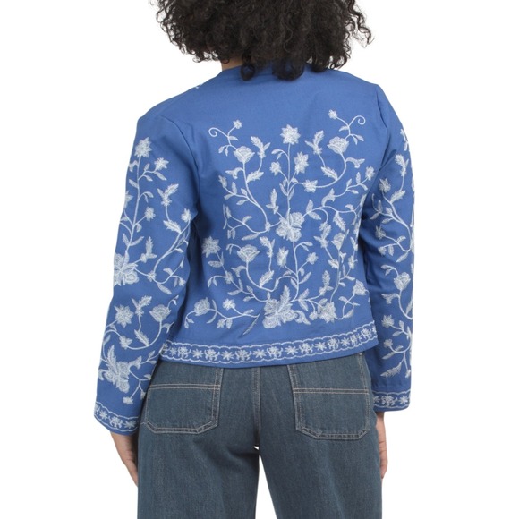 Women's Embroidered Cotton M Artsy Boho Summer Coastal Work Office Career Y2K‎ - Picture 3 of 11